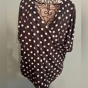 Polka Dot Surplice Top - Black and White
